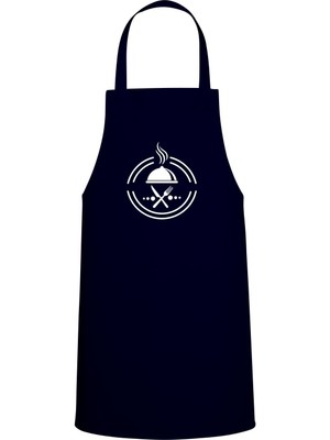 Çatal & Bıçak Chef Tasarım Özel Baskılı Chef Mutfak Önlüğü Lacivert