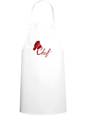 Chef Yazılı Özel Baskı Chef Mutfak Önlüğü Beyaz