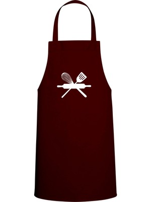 Mutfak Malzemesi Özel Baskılı Chef Mutfak Önlüğü Bordo