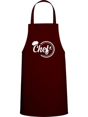 Chef Özel Baskılı Chef Mutfak Önlüğü Bordo