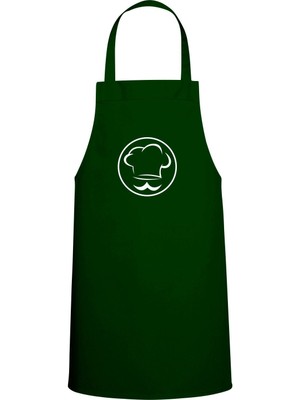 Bıyıklı Chef Baskılı Chef Mutfak Önlüğü Avcı Yeşili