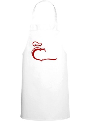 Kalpli Chef Şapkası Özel Baskılı Chef Mutfak Önlüğü Beyaz