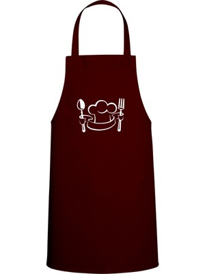 Chef Şapkası Özel Baskılı Chef Mutfak Önlüğü Bordo