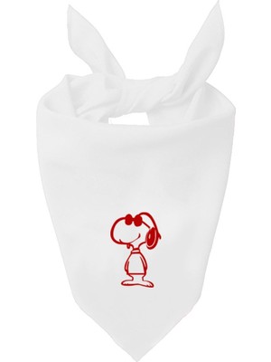 Kare Snoopy Tasarım Tek Renk Fular