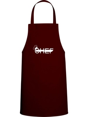 Chef Özel Baskılı Chef Mutfak Önlüğü Bordo