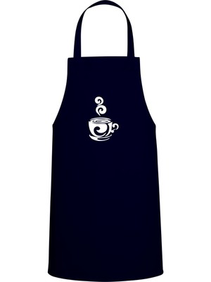 Sıcak Coffee Özel Baskı Chef Mutfak Önlüğü Lacivert