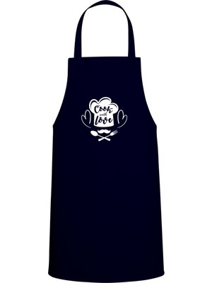 Cook With Love Yazılı Özel Baskı Chef Mutfak Önlüğü Lacivert