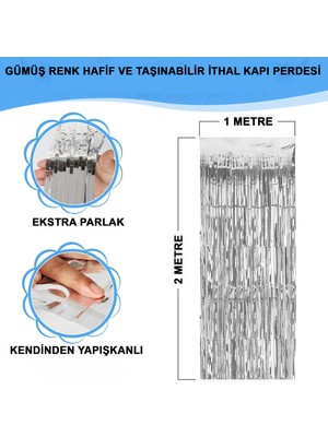 Estevia Clez  Ekstra Metalize Parlak Saçaklı Arka Fon Perde   1x2 Metre