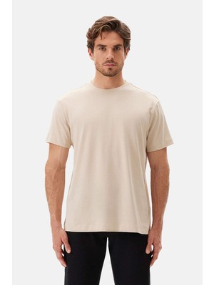 Dagi Bej Bisiklet Yaka Kısa Kollu Supima Tişört