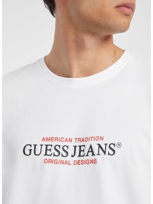 Guess Jeans Beyaz Erkek T-Shirt M4YI42K8FQ4G011 Gj Ss Cn Reg Amerıc