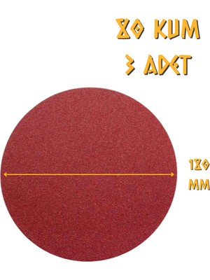 Kupa Yuvarlak Cırt Zımpara 180 mm - P80 Kum - 3 Adet