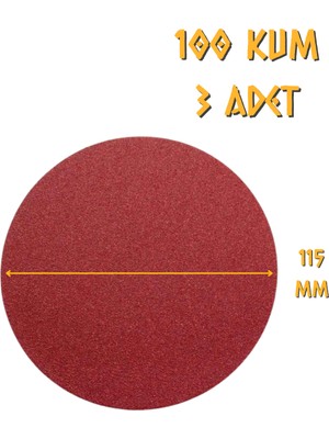 Kupa Yuvarlak Cırt Zımpara 115 mm - P100 Kum - 3 Adet