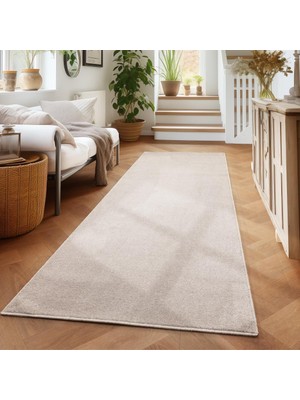 Carpettex Modern Halı Salon Mutfak Oda Büro Halısı Yumuşak Kısa Havlı Kırçıllı Desen Krem