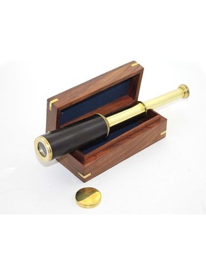 Turtcest Ahşap Kutulu Deri Işlemeli Pirinç Dürbün