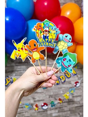 Pekshop Pokemon Konsept Kürdan Süsleri Cupcake Süsleri  Büyük Boy 10LU Paket