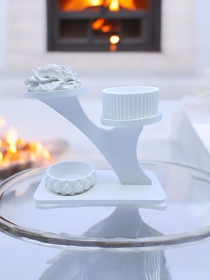 Sharp & Art Dekoratif Özel Tasarım Beyaz Stand,saksı ve Mumluklar(2 Farklı Model ile...)