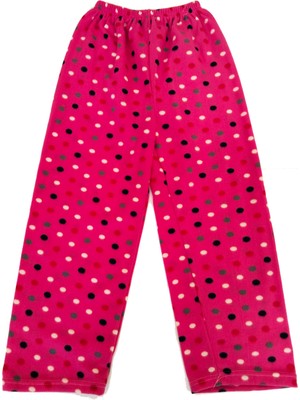 Modanevar Kadın Polar Pijama Altı Termal Özellikli Pembe Puantiye Desenli Ev Giyim Cepsiz - Mdn4697-1830