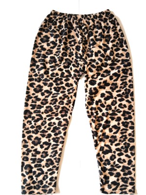 Modanevar Kadın Polar Pijama Altı Termal Özellikli Leopar Desen Büyük Beden Ev Giyim Ceps - Mdn3108-4385