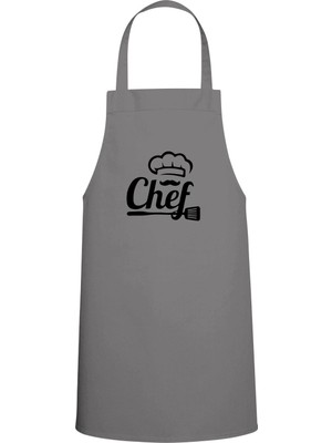 Chef Özel Baskılı Chef Mutfak Önlüğü Gri