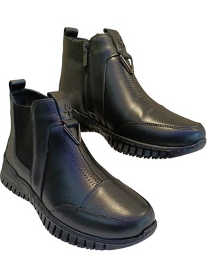 Ayak Trendi 1453 Kadın Hakiki Deri Casual Bot Siyah