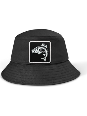 Black Börk Blackbörk V1 Bucket Balık - 1sb Kod Logolu Unisex Bucket Siyah Şapka