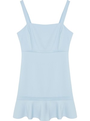 Frm Yeni Fit Casual Günlük Finike Dokuma Kare Yaka Truvakar Kol Kol Bodycone Mini Boy Büyük Beden Elbise