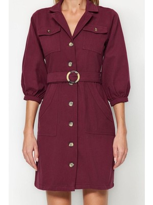 Frm Yeni Regular Casual Günlük Gabardin Dokuma Ceket Yaka Truvakar Kol Kol Gömlek Elbise Mini Boy Elbise