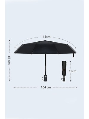 Nidage Siyah Şemsiye Otomatik Açma ve Kapanma Rüzgarda Kırılmayan Kılıflı Sağlam Şık Tasarım Kadın Erkek Ş
