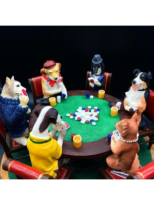 Rakun Home Dekoratif Poker Oynayan Köpekler Biblosu