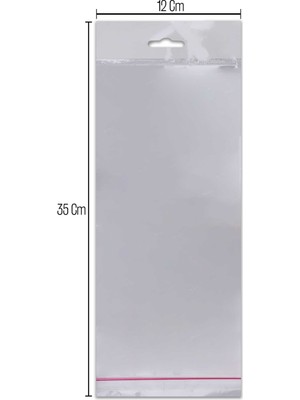 12*35 Sedefli Askılı (Askı Kısmı Beyaz) Bantlı OPP (Parlak-Şeffaf) Jelatin 100 Adet