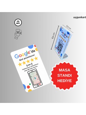 Uygun Kart Google Işletme Puanlama Kartı - 5 Yıldız Puan Toplar NFC ve Karekod Özellikli 8.6x5.6 cm