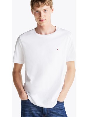 Tommy Hilfiger Bisiklet Yaka Beyaz Erkek T-Shirt MW0MW37267YBR