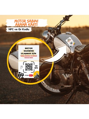 Motorsiklet Sahibini Ara Kartı - Akıllı Araç - Motor Etiketi (Kartı)  -Qr Kod ve Nfc Özellikli - Motor  Sahibini Arama Kartı -Tüm Telefonlar ile Uyumlu