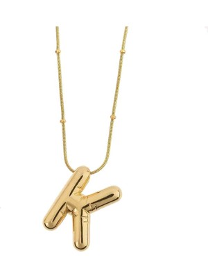 Markasepeti Balon Harfli Altın Kaplama Çelik Kolye