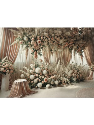 Venspor Göz Alıcı Çiçek Aranjmanlarıyla Zarif Stüdyo Fonu, 200X150CM Arka Plan