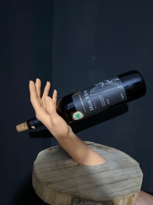 El Figürlü Şarap Şişesi Tutucu - 3D Baskı Şık ve Dekoratif Aksesuar