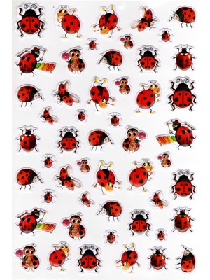 Limmy Sticker Kabartmalı A4 Boyutunda Stiker Defter, Planlayıcı ETIKET-(LIM544) - Uğur Böceği Ladybug