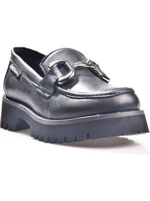 Mammamia D24KA-3175 - B Kadın  Deri Tokalı Casual Ayakkabı Siyah