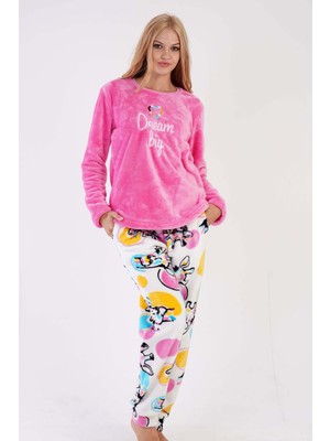 Vienetta Kadın Welsoft Uzun Kol Pembe Pijama Takım C5T8N0O303