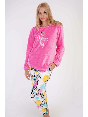 Vienetta Kadın Welsoft Uzun Kol Pembe Pijama Takım C5T8N0O303