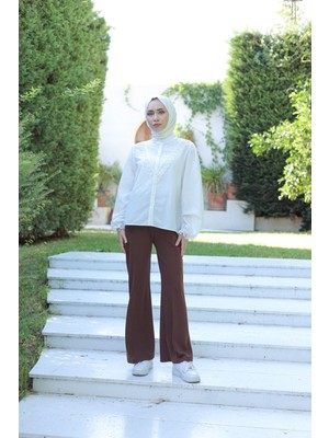 FRM Kadın Moda Konforlu Modern Kahve Ispanyol Pantolon