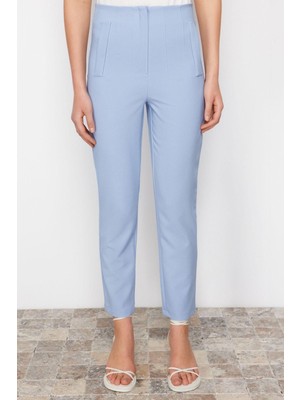 FRM Kadın Yeni Moda Geniş Paça Regular Boy Dokuma Cigarette Kalıp Pensli Yüksek Bel Bilek Boy Pantolon