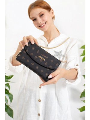 Armine C14 Siyah Baskılı Kadın Günlük Çanta
