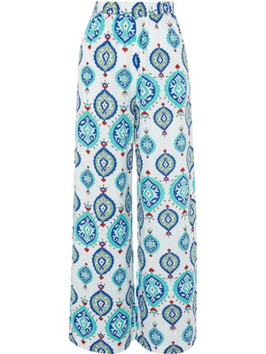 FRM Kadın Yeni Moda Boru Paça Uzun Boy Dokuma Etnik Desenli  Pamuklu Pantolon