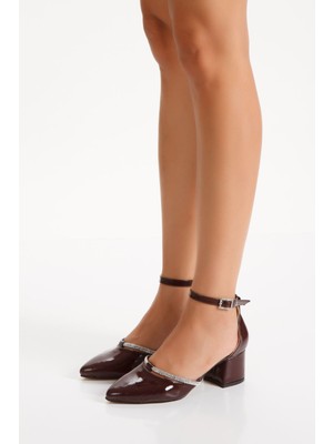 Montana Seri Taş Detaylı Kadın Topuklu Sivri Burun Abiye Ayakkabı