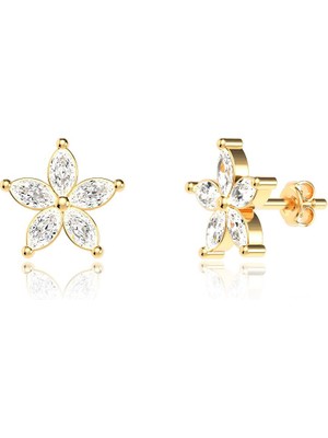 İndigo Takı Yasemin Tohum Altın Kaplama Gümüş Küpe