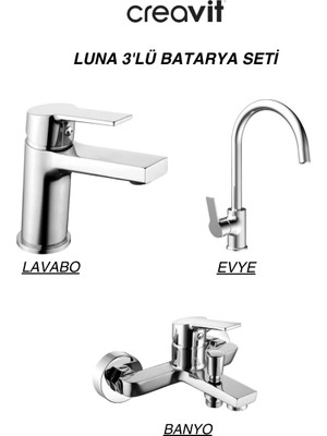 Creavit Luna Batarya Seti 3'lü Banyo - Lavabo - Evye