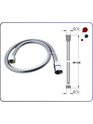 Artema A3246201YP Gr. Spiral R1/2 L=80 cm Kolon Duş Için