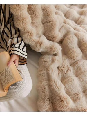 Peluş Koltuk Şalı Pofuduk Koltuk Örtüsü Bubble Koltuk Örtüsü 200 x 150 cm Pelus Koltuk Ortusu