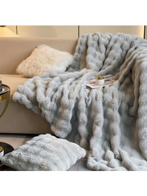 Peluş Koltuk Şalı Pofuduk Koltuk Örtüsü Bubble Koltuk Örtüsü 200 x 150 cm Pelus Koltuk Ortusu